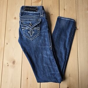 Rock Revival Noelle Skinny Embroidered Denim Jeans Size 27